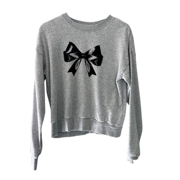 H&M Bow Gray and Black Sweatshirt size 16/18 kids - Picture 1 of 7
